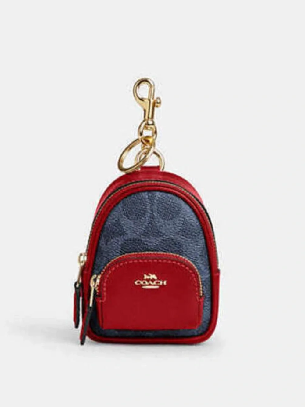 New Coach Mini Court Backpack Bag Charm In Signature Canvas